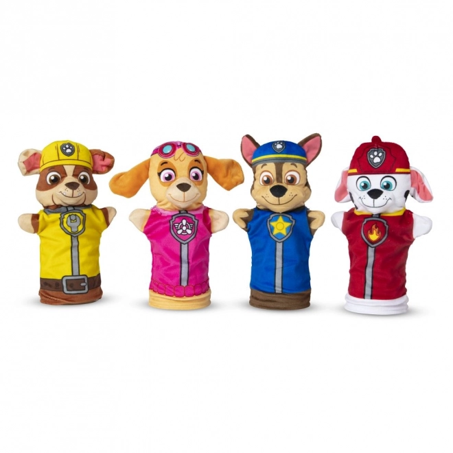 Handpoppen 4st stof Paw Patrol in doos 26x30x6cm