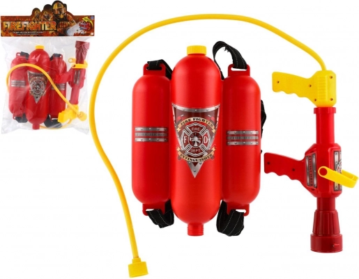 Brandweerwaterpistool met rugreservoir
