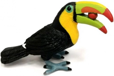 Beeldje van een reuzentoekan met fruit
