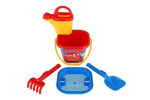 Set voor zand Auto's plastic 5 stuks 26x18cm in net 12m+ Wader