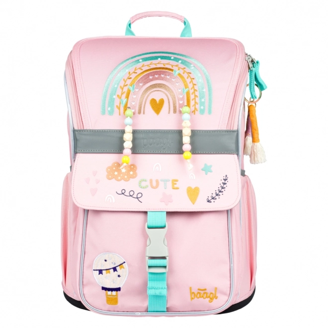 BAAGL Schooltas Zippy Regenboog Roze
