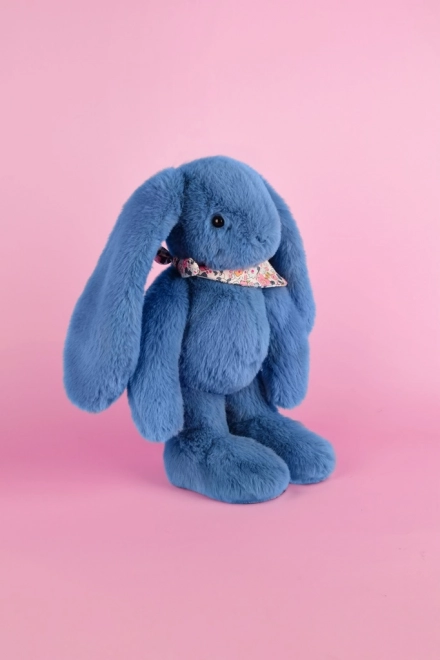 Pluchen konijnetje met blauwe sjaal 35 cm