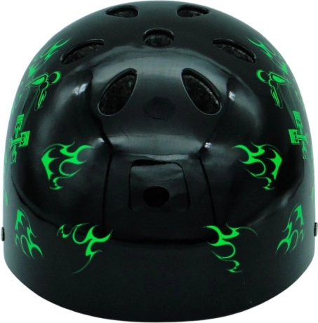 Fiets- en skatehelm skull zwart-groen M (55–58 cm)