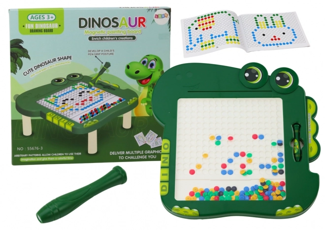 Magnetisch educatief dinosaurusbord - Groen met kralen