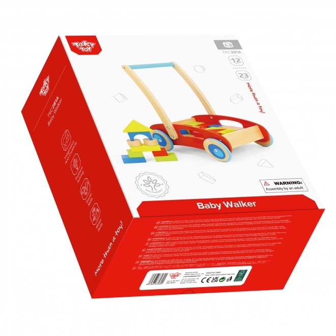 Houten loopwagen met blokken Tooky Toy