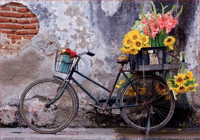 Educa puzzel fiets met bloemen 500 stukjes
