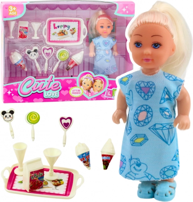 Set Mini pop met Zoete accessoires Blauwe jurk