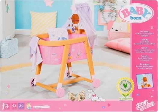 Wieg op wieltjes voor pop BABY geboren