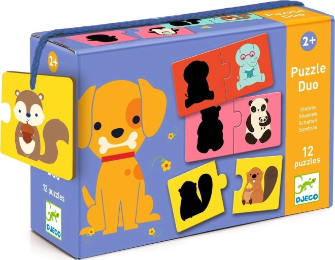 Djeco puzzel Dierlijke schaduwen 12×2 stukjes