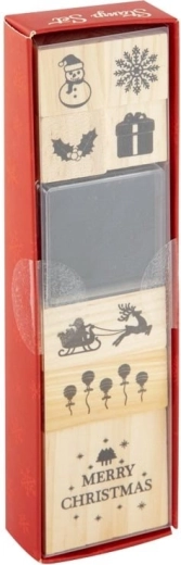 set van 7 houten kerststempels