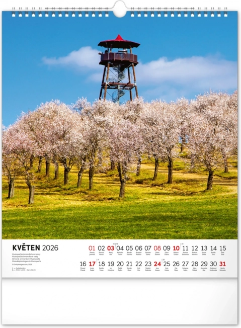 Wandkalender Wandelen door het Moravische landschap 2026