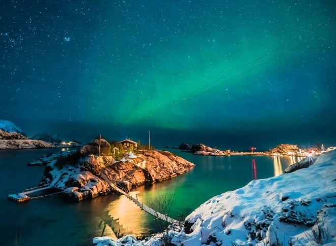 Puzzel 500 stukjes Poollicht boven Bergsfjord
