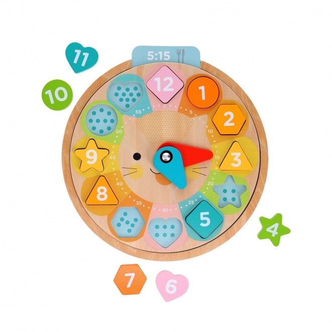 Houten educatieve klok met dieren