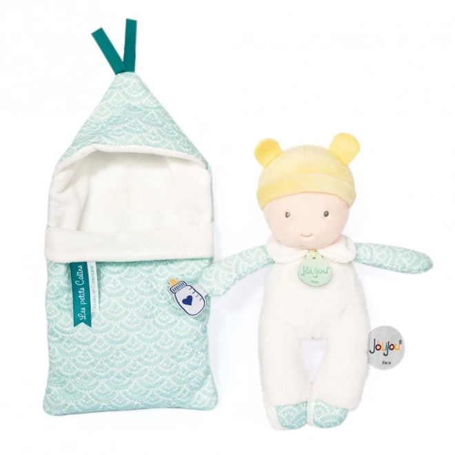 Doudou Jolijou Miminko in aankleed hoes 20 cm – tyrkysové
