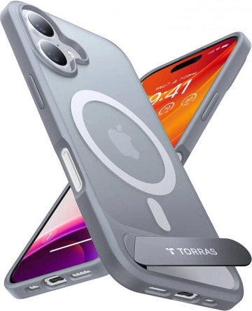 Torras Pstand hoesje voor iPhone 16 Plus titaniumgrijs