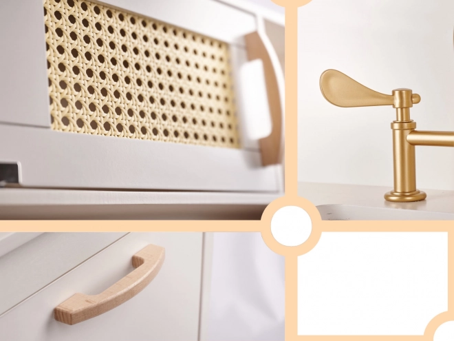 Kinder retro houten keuken met accessoires Boho