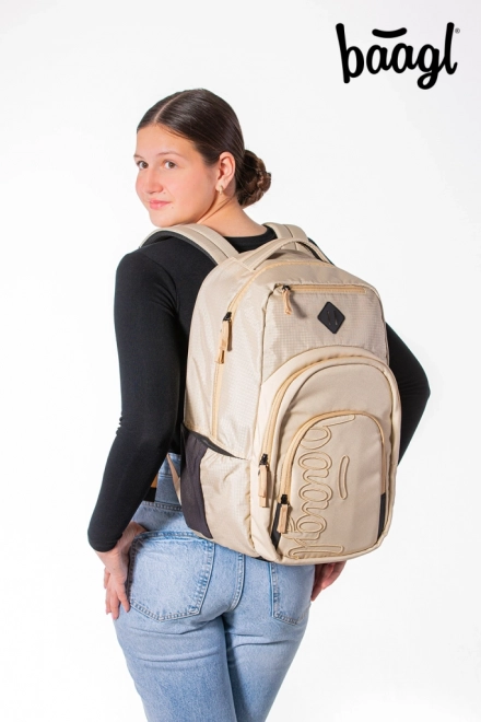 BAAGL 3-delige set Coolmate: Rugzak, Etui en Zak in Beige
