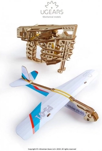 Ugears 3D houten mechanische puzzel lanceervliegtuig