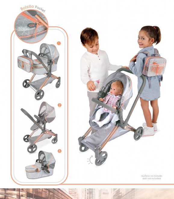 DeCuevas 81777 Opvouwbare poppenwagen 3-in-1 met rugzak CITY X 2024 - 73 cm