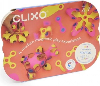Magnetische blokken Clixo Crew pack, roze en geel