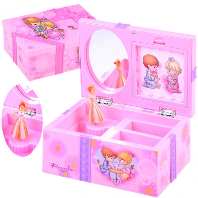 Roze sieradendoos met een muziekkistje voor kleine meisjes