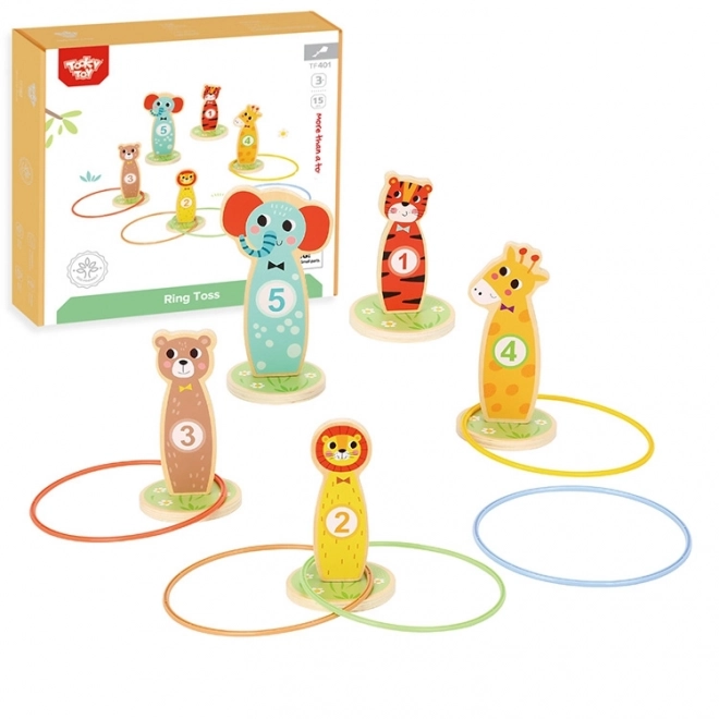 Houten behendigheidsspel Tooky Toy - gooi naar doel dieren