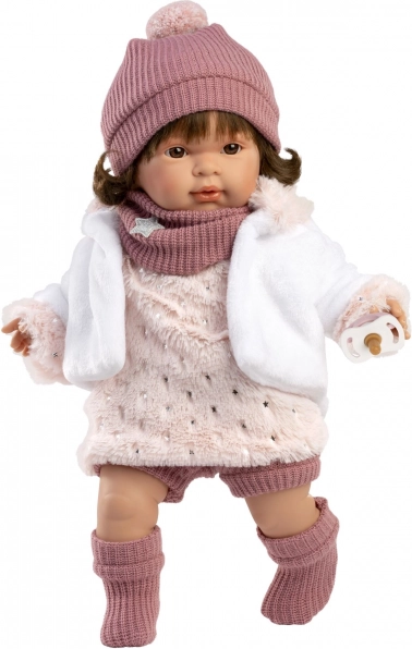 Realistische pop Carla met geluiden en zacht stoffen lichaam 42 cm