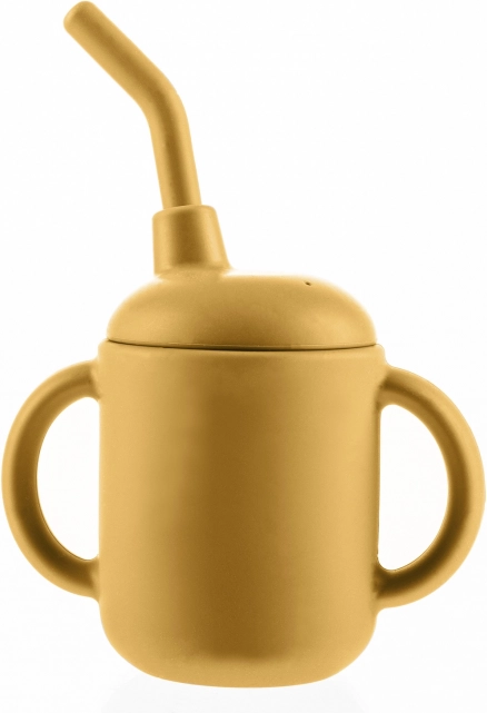 Siliconen beker 2-in-1, Mosterdgeel