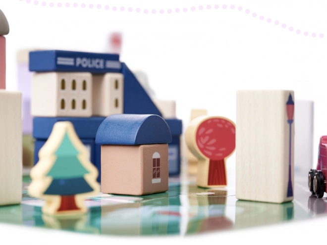 Houten bouwblokken met basis - stad 115 stuks