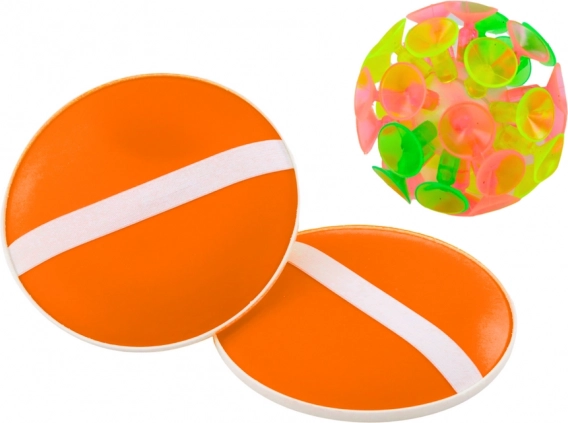 Behendigheidsspel Oranje paletjes en bal met zuignappen