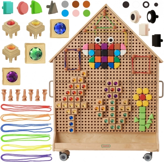 Masterkidz houten vrijstaande STEM-bord in de vorm van een huis met accessoires