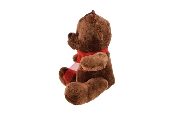 Pluche teddybeer met strik en hart 12 cm