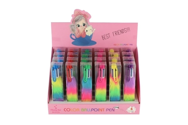 Teddies kleurrijke pluchen pen met kwastjes