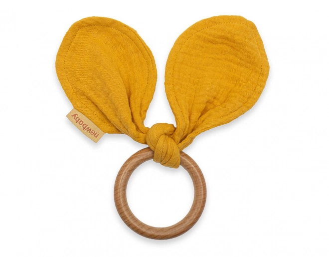 Bijtring oortjes New Baby Ears mosterdkleur