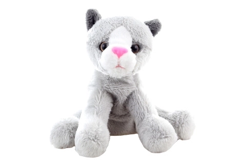 Pluchen kat grijs 15 cm