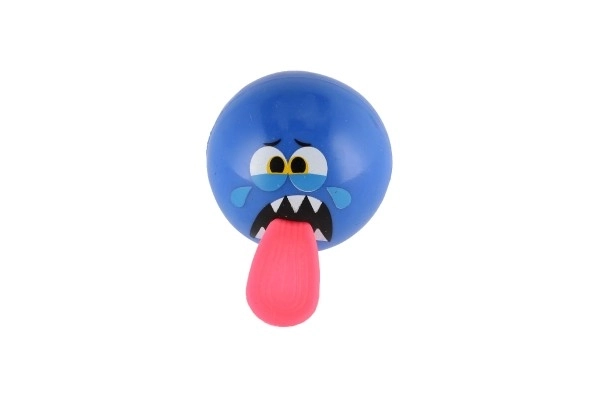 Bal met smiley en tong rubber 5cm op batterijen met licht 5 kleuren 12st in doos