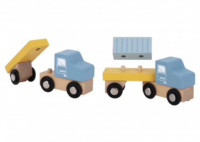 Houten set met havenkraan