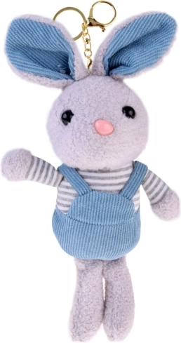 schattige pluchen sleutelhangerrabbit in tuinbroek