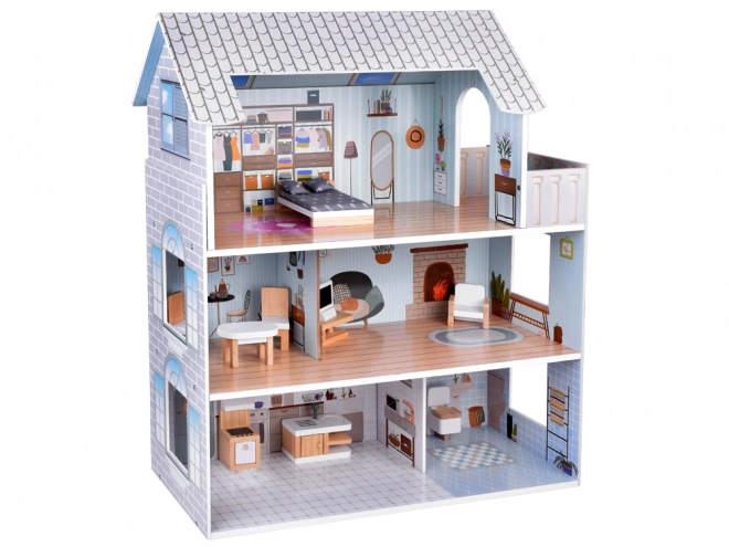 Betoverend huisje met meubels Stijlvolle houten villa voor poppen ZA5368
