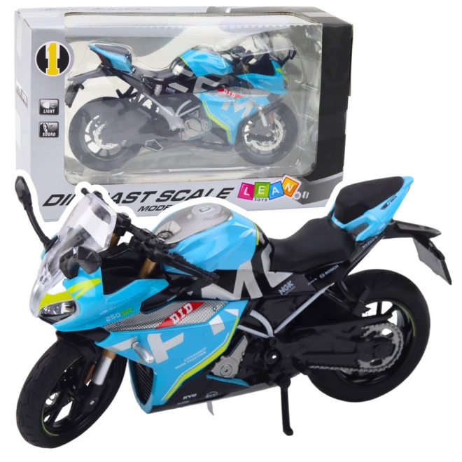 Sportmotorfiets metaal blauw 1:12