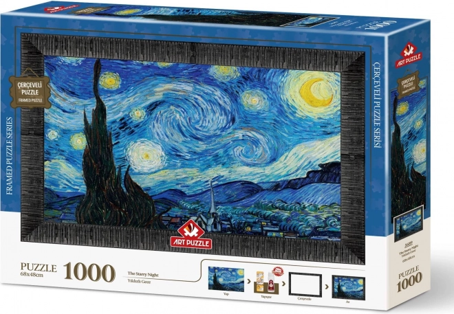 Puzzel Sterrennacht met lijst en lijm 3-in-1