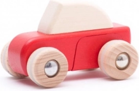 Houten auto met vliegwiel rood