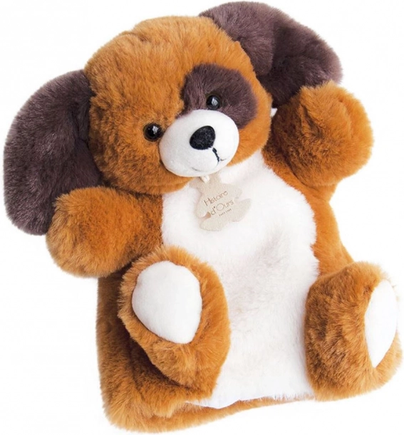 Doudou Histoire d'Ours pluchen handpop hondje