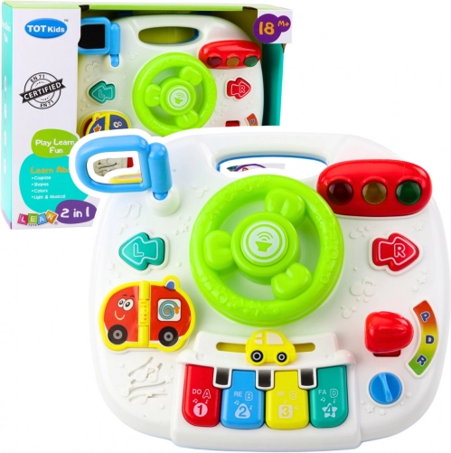 Interactieve educatieve tafel met stuur 2-in-1 met licht en geluid