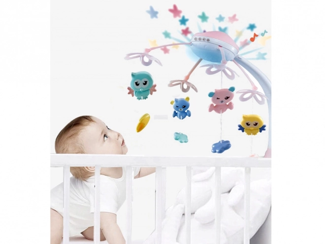 Baby mobiel met projector op afstandsbediening – roze