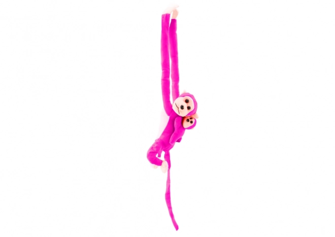 Plooierige aap met jong in roze kleur 90 cm