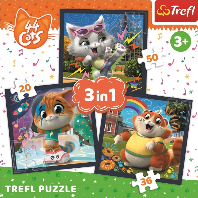 TREFL Puzzel 44 stukjes: Maak kennis met katten 3-in-1 (20, 36, 50 stukjes)