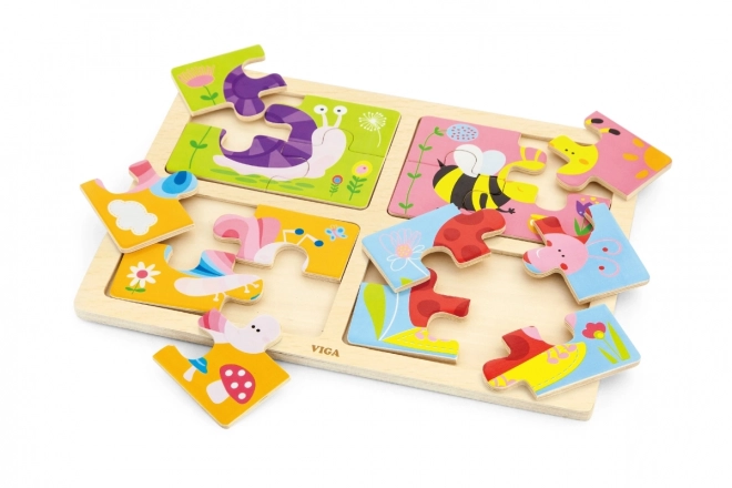 Houten puzzel 4-in-1 - insecten