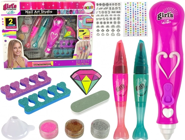 Set voor het versieren van nagels met glitters en decoraties