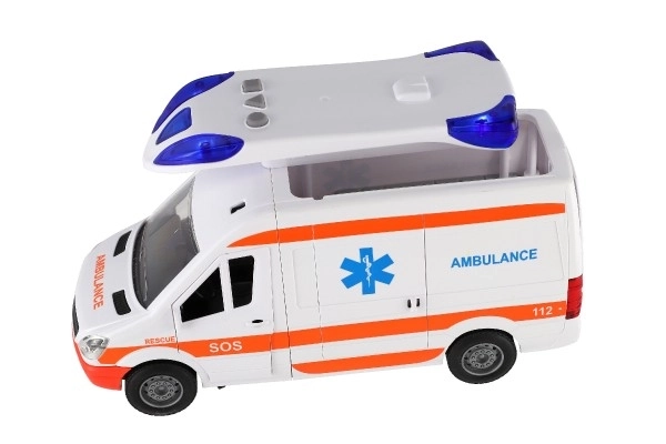 Kinderambulance met brancard en lichtsignalen